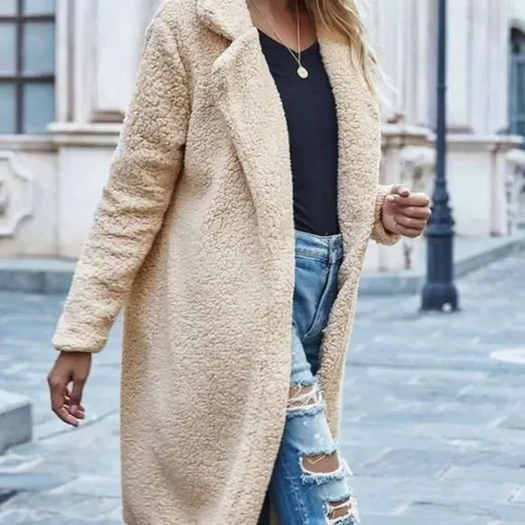 Long Teddy Duster Coat - Picture 2 of 8